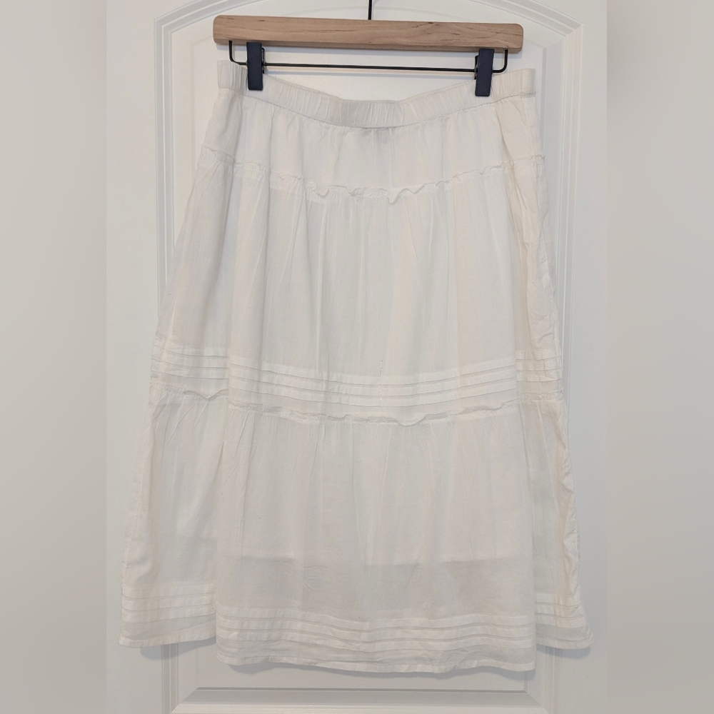 Basic Editions 100% Cotton White Tiered Hoop Skirt Size Medium